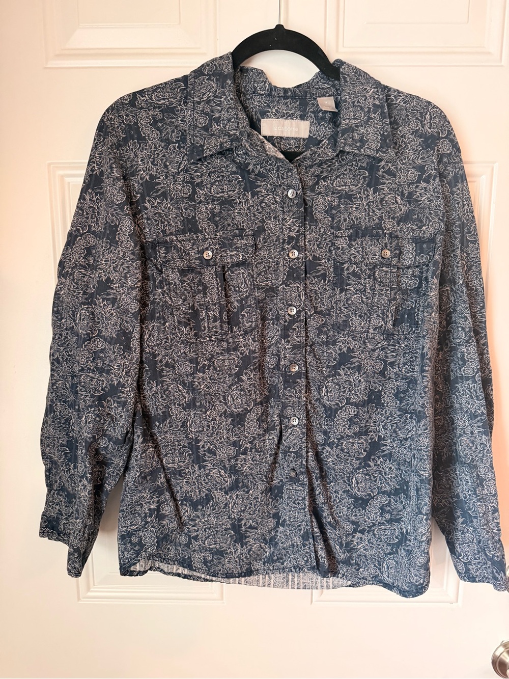 Liz Claiborne Blue Floral Button-Down Shirt